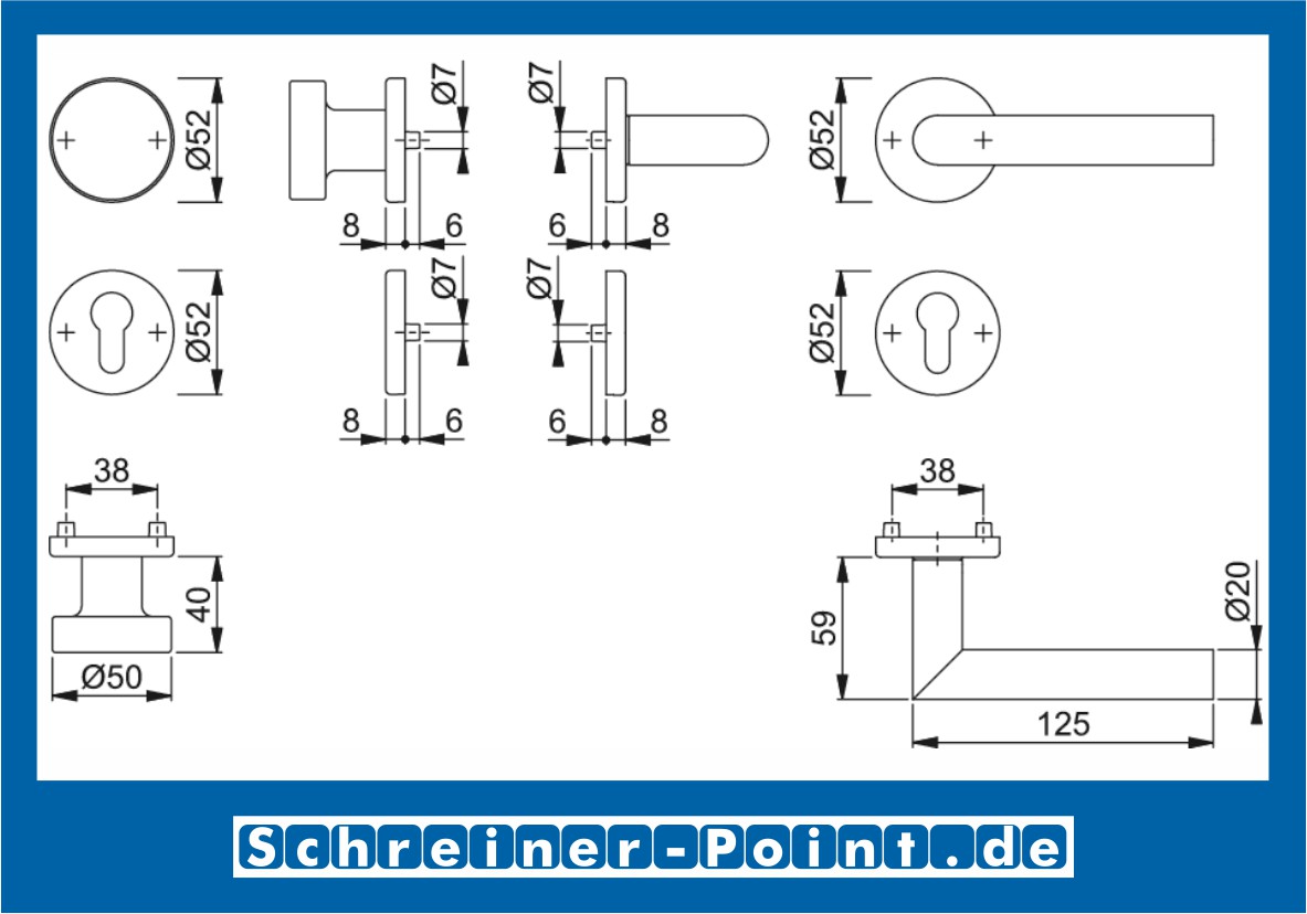 Hoppe Amsterdam Edelstahl Rosettengarnitur F69 E1400Z/42KV/42KVS, 3289719, 6439996, 3289743, 6566848, 3289735, 6439988, 3289760, 3297111